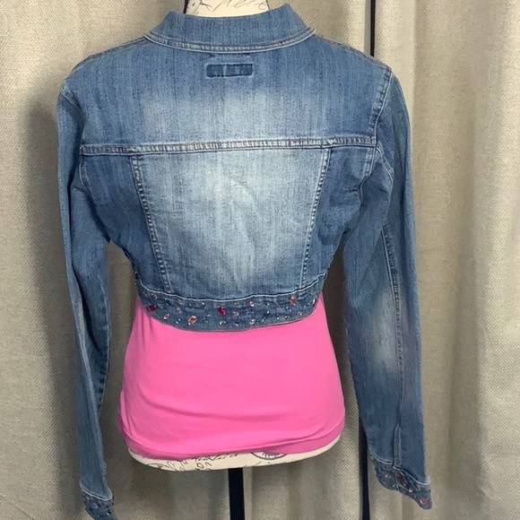Clash Jean jacket Jeweled Bling Size XL with tank included Size Large - Picture 10 of 16